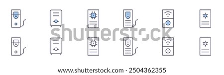 CPU icon set in two styles, Duotone and Thin Line style. Editable stroke. case, cpu.