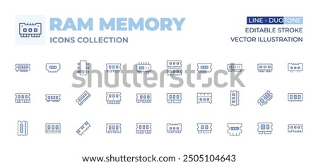 Ram memory icons collection. Line Duotone style, editable stroke. ram, chip, memory, rammemory.