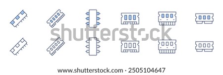 Ram memory icon set in two styles, Duotone and Thin Line style. Editable stroke. ram, chip, memory.