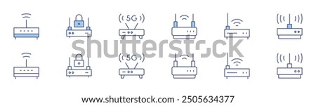 Router icon set in two styles, Duotone and Thin Line style. Editable stroke. smarthome, wifi router, wifi, router.