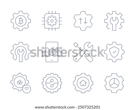 Setting icons. Thin Line style, editable stroke. settings, setting, device, chip, digitalization, settings.