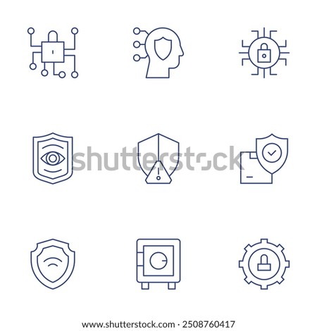 Security icons set. Thin Line style, editable stroke. network, personal data, browser, security, security box, secure.