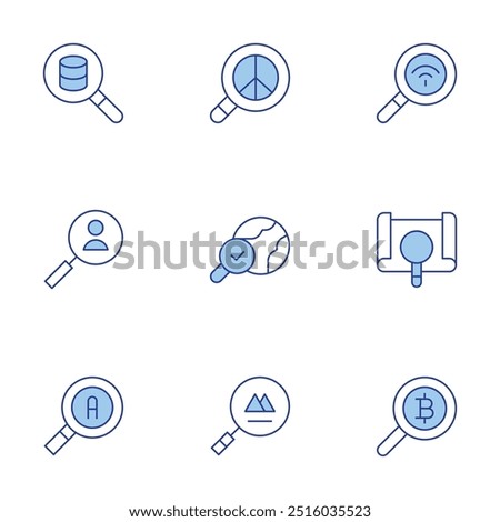 Search icons set. Line Duotone style, editable stroke. search, advanced search, job search.