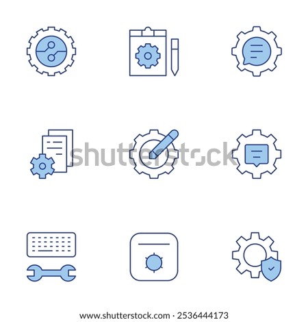 Configuration icons set. Line Duotone style, editable stroke. keyboard, chat, gear, configuration, digitalization, settings, report.