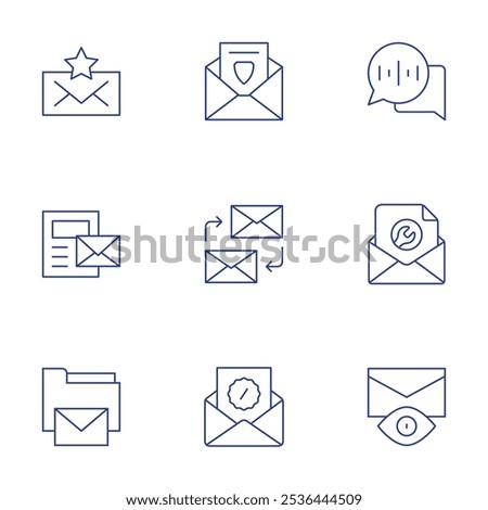 Mail icons set. Thin Line style, editable stroke. audio message, email, email marketing, folder, mail.