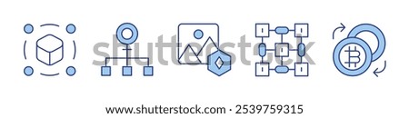 exchange, nodes, picture, blockchain. icon vector illustration. Line Duotone style. Editable stroke.