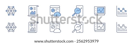 Analytics icon set in two styles, Duotone and Thin Line style. Editable stroke. analytics, radar, statistics, analysis.