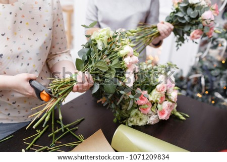 Similar – Image, Stock Photo Florist working Floristry