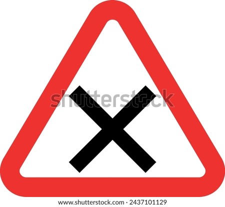 Road sign. Crossing of equivalent roads. Information sign