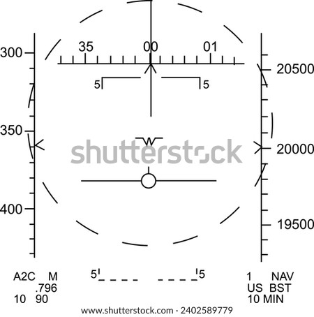 F-15C Fighter Jet Heads Up Display BVR Missile Mode (Vertical Scan) - Vector Drawing