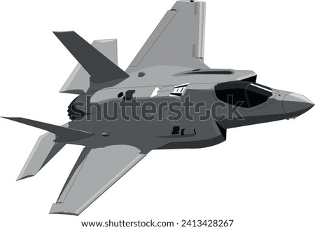 Lockheed Martin F-35A Lightning II Military Stealth Fighter Jet Vector Drawing