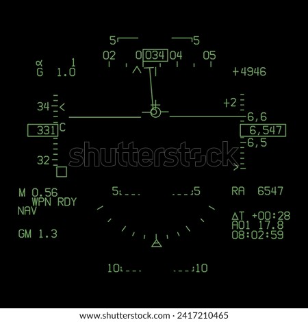 PAC JF-17 Thunder Heads Up Display View in NAV Mode - Vector Drawing 
