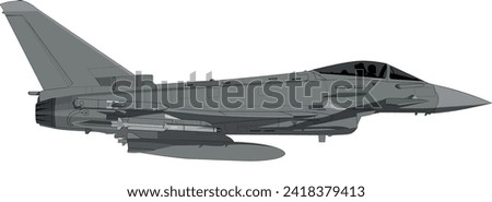 European Multi Role Fighter Jet Side View Vector Drawing