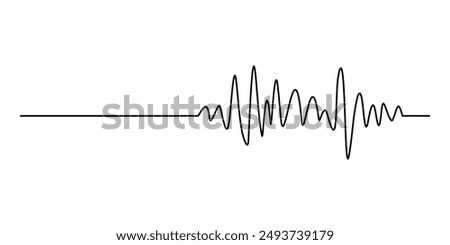 Music wave line sound one noise icon audio frequency signal podcast radio sound wave volume hand art. Acoustic line music logo record sound wave doodle sketch abstract. Vector illustration