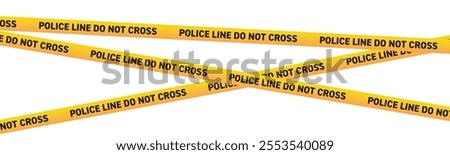 Police line do not cross, text on the yellow tape - vector background.