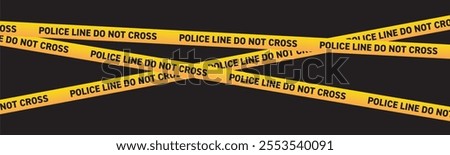 Police line do not cross, text on the yellow tape - vector background.