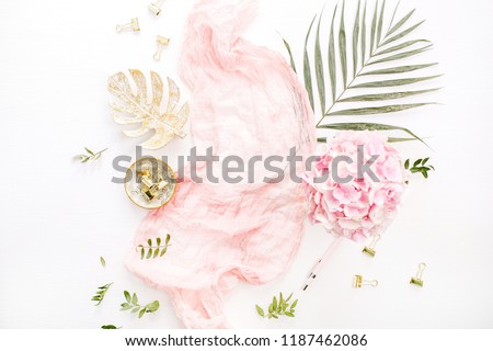 Similar – Image, Stock Photo Pink pale flowers in circle shape at white background.