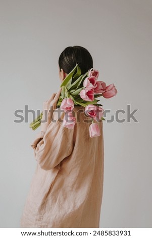 Similar – Image, Stock Photo Delicate woman in beige bodysuit in studio