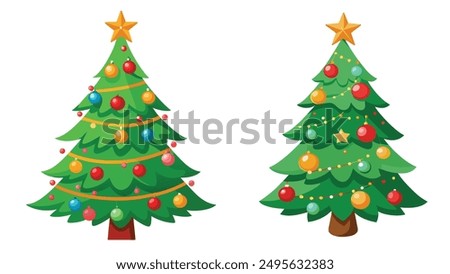 Set of Christmas tree , white background