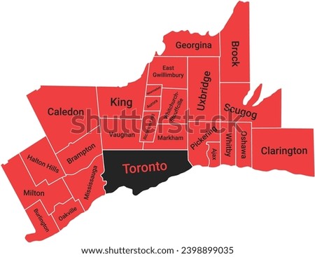 Greater Toronto Map Area Vector Eps Canada City Map