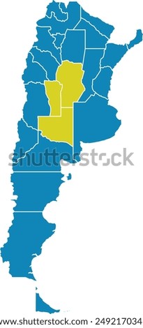 Argentina Map with Separate Provinces in Argentina Flag Color Theme Editable Vector