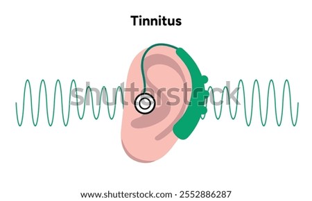 Tinnitus noise in human ear buzzing and dizziness disease with hearing aid