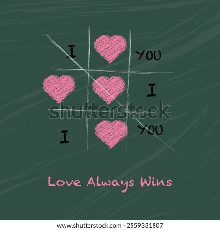 Background game tic tac toe love with hearts and text i love you	