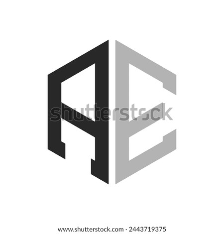 Modern Unique Hexagon Letter AE Logo Design Template. Elegant initial AE Letter Logo Concept