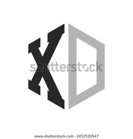 Modern Unique Hexagon Letter XD Logo Design Template. Elegant initial XD Letter Logo Concept