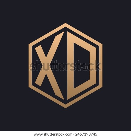 Elegant Hexagon Letter XD Logo Design. Initial Luxurious XD Logo Template
