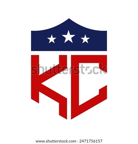 Patriotic KC Logo Design. Letter KC Patriotic American Logo Design for Political Campaign and any USA Event.