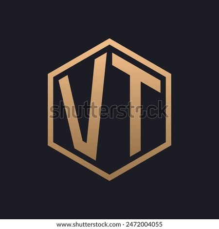 Elegant Hexagon Letter VT Logo Design. Initial Luxurious VT Logo Template