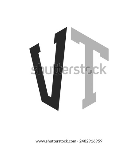 Modern Unique Hexagon Letter VT Logo Design Template. Elegant initial VT Letter Logo Concept