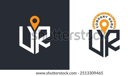 UR Location Logo Bundle. Letter UR Logo Dual Vector Icons for Recruitment and Navigation