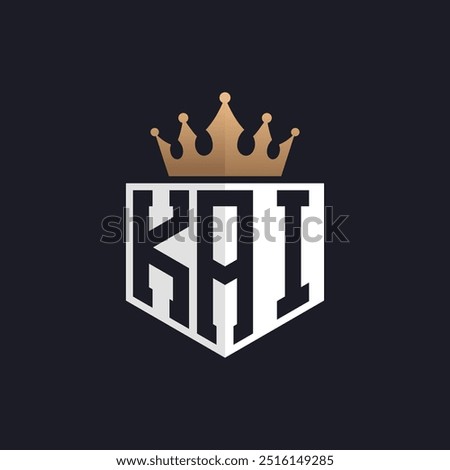 Luxury KAI Logo with Crown. Elegant Initials KAI Letter Logo for Exclusive Brands. Letter KAI Monogram for High-End Businesses