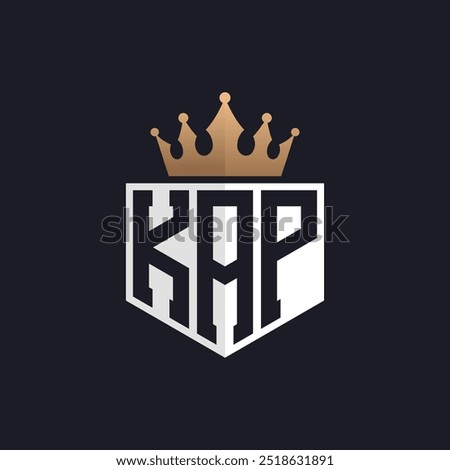 Luxury KAP Logo with Crown. Elegant Initials KAP Letter Logo for Exclusive Brands. Letter KAP Monogram for High-End Businesses