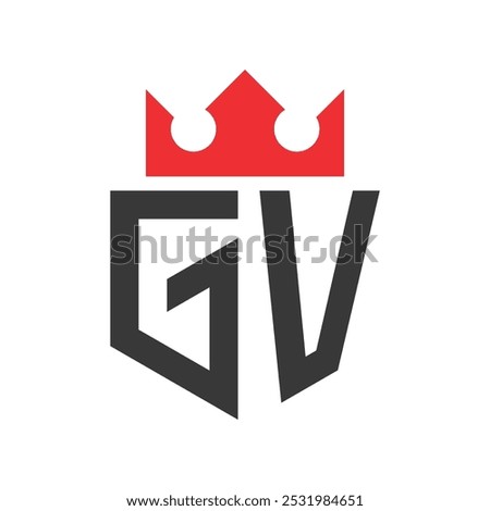 Letter GV Crown Logo. Crown on Letter GV Logo Design Template