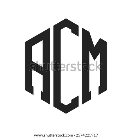 ACM Logo Design. Initial Letter ACM Monogram Logo using Hexagon shape