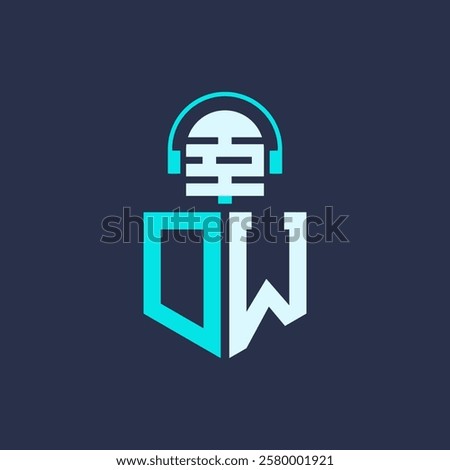 DW Microphone Logo Design for Audio, Music, and Podcast Branding - Letter DW Logo Professional Vector Illustration for Creative Industries