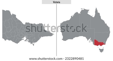 map of Victoria state of Australia and location on Australian map