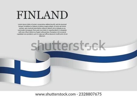 Ribbon flag of Finland . Abstract background