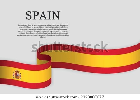 Ribbon flag of Spain . Abstract background