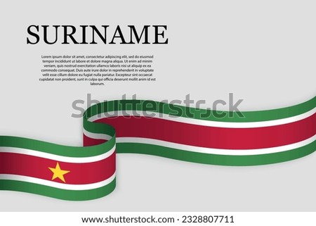 Ribbon flag of Suriname. Abstract background