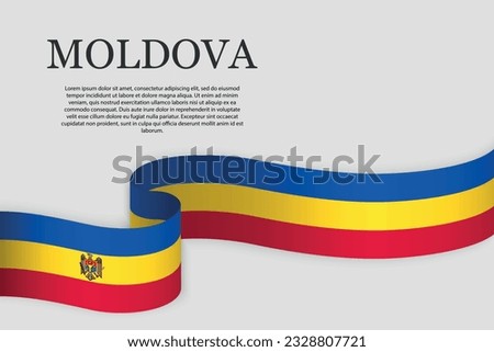 Ribbon flag of Moldova . Abstract background