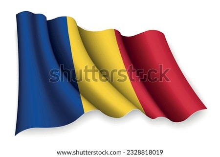 Realistic waving flag of Romania