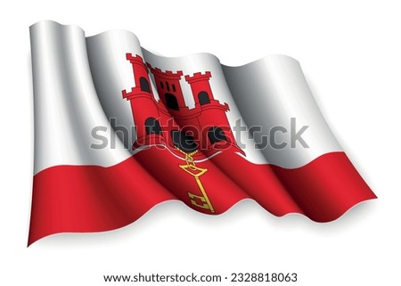 Realistic waving flag of Gibraltar