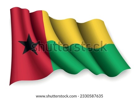 Realistic waving flag of Guinea-Bissau