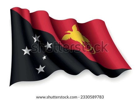 Realistic waving flag of Papua New Guinea