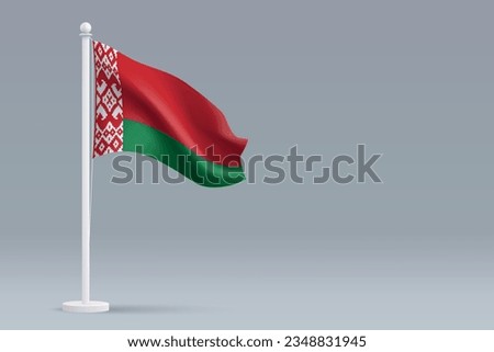 3d realistic national Belarus flag isolated on gray background with copyspace