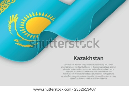3d ribbon with national flag Kazakhstan isolated on white background with copyspace